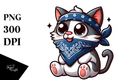 Cute Cat with Bandana, Transparent PNG Product Image 1