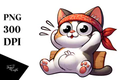 Cute Cat with Bandana PNG Product Image 1