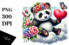 Colorful Panda with Heart PNG Product Image 1