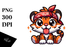 Funny Tiger with Bandana, Trending PNG Product Image 1