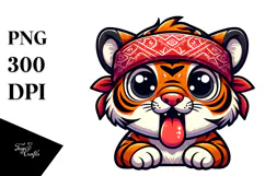 Funny Tiger with Bandana, Trending PNG Product Image 1