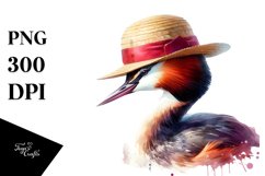 Vibrant Watercolor Grebe Hat | Sublimation | Clipart Product Image 3