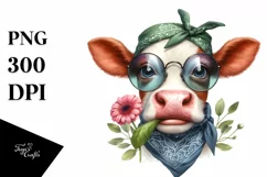 Cow Cow Portrait with Flower in Mouth Product Image 1