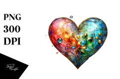 Colorful Heartmade of with Goldern Insertions PNG Product Image 1