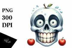 Funny Watercolor Halloween Skull Clipart Product Image 1