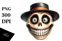 Funny Watercolor Halloween Skull Clipart Product Image 3
