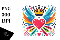 Heart with Wings and Crown, Transparent PNG Product Image 1