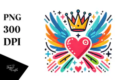 Heart with Wings and Crown, Transparent PNG Product Image 1