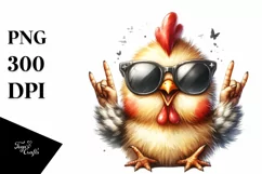 Funny Cute Chicken Sunglasses Rocker | Sublimation Clipart Product Image 3