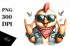 Funny Cute Chicken Sunglasses Rocker | Sublimation Clipart Product Image 1