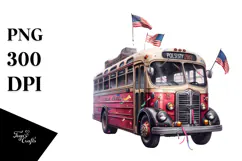 Vintage Bus with Confetti, PNG Product Image 1