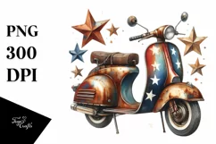 Vintage Rusted Scooter Stars | Sublimation Clipart Product Image 1