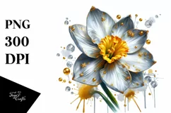 Detailed Shiny Glossy Narcissus Watercolor Splash Clipart Product Image 1