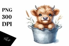Cute Baby Highland Cow Sitting | Sublimation | Clipart Product Image 3