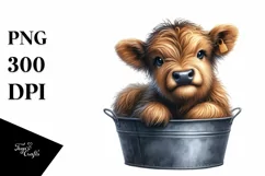 Cute Baby Highland Cow Smiling | Sublimation | Clipart Product Image 1