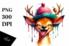 Vibrant Funny Deer Portrait | Sublimation Clipart Product Image 1