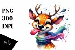Vibrant Funny Deer Portrait | Sublimation Clipart Product Image 1