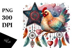 Adorned Boho Chicken on Star, PNG Product Image 1