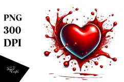 Red Glossy Heart, Digital Painting PNG Product Image 2