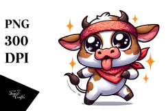 Cartoony Vector Art of Ridiculously Cute Cartoon Cow PNG Product Image 1