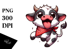 Cartoon Cow with Bandana, Dancing PNG Product Image 1