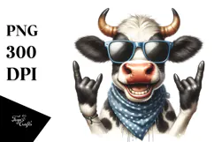 Funny Cow Rocker, Whimsical PNG Product Image 1