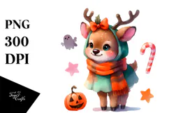 Cute Baby Elk Dressed for Halloween | Sublimation | Clipart Product Image 1