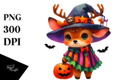 Cute Baby Elk Dressed for Halloween | Sublimation | Clipart Product Image 1