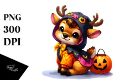 Cute Baby Elk Dressed for Halloween | Sublimation | Clipart Product Image 1