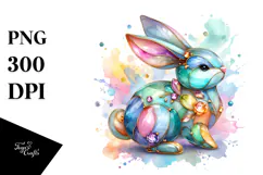 Pastel Bunny made of on Splashy Background, PNG Product Image 1