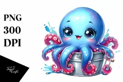Colorful Octopus in Bucket Clipart Product Image 1
