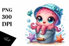 Colorful Octopus in Bucket Clipart Product Image 3