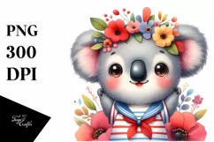 Colorful Baby Koala with Sailor Suit | Clipart Product Image 1