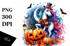 Unicorn Dressed for Halloween | Sublimation | Clipart Product Image 1