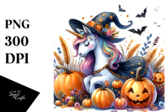 Unicorn Dressed for Halloween | Sublimation | Clipart Product Image 1