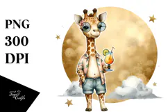 Cute Giraffe Beachwear Cocktail PNG Product Image 1