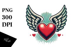 Retro Heart with Wings PNG Product Image 1