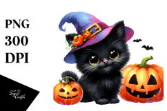 Cute Black Cat Drawing PNG Product Image 1