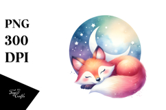 Cute Fox Sleeping on the Moon PNG Product Image 1