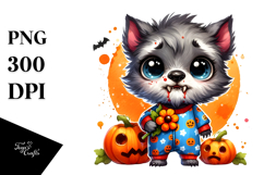 Funny Werewolf with Pumpkins PNG Product Image 1