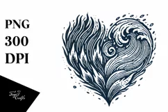 Vintage Hand Drawn Heart, PNG Product Image 1