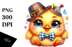Colorful Baby Chicken with Party Hat PNG Product Image 1