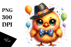 Crazy Colorful Watercolor Baby Chicken PNG Product Image 1