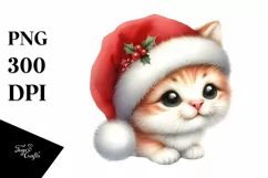 Cute Baby Cat with Santa Hat PNG Product Image 3