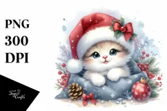 Christmas Baby Cat with Big Eyes PNG Product Image 1
