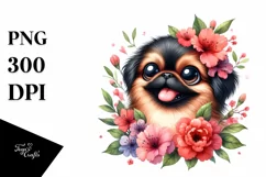 Funny Japanese Chin Flowers Clipart Product Image 1