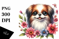 Funny Japanese Chin Watercolor Clipart Product Image 1