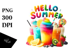 colorfull Frozen Drink with Hello Summer PNG Product Image 1