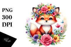 Cute Fox Sitting on Flower | Clipart Product Image 1