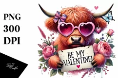 Highland Cow in Sunglasses PNG Product Image 1